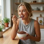 Girl eating flax seeds