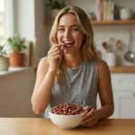 Girl eating peanuts